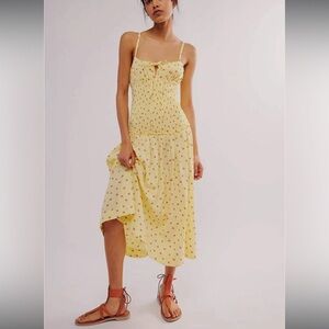 Free People Lavender Daze Midi Dress in Strawberry Lemonade Combo Size Large
